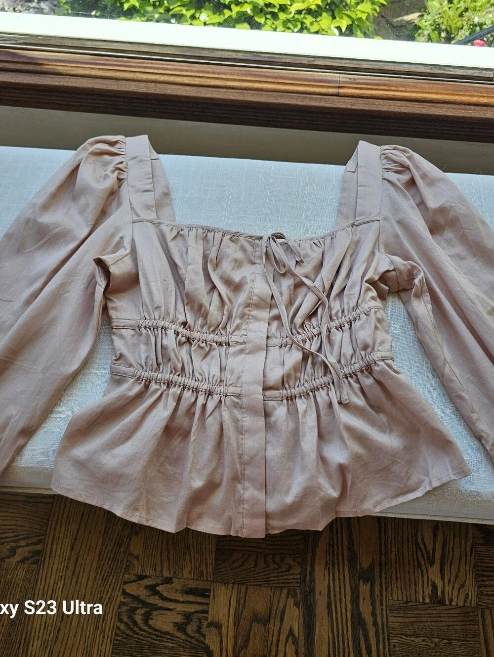 New! J. Crew Sz 8 Cinched-waist Top in Cream Herringbone Cotton NWT
